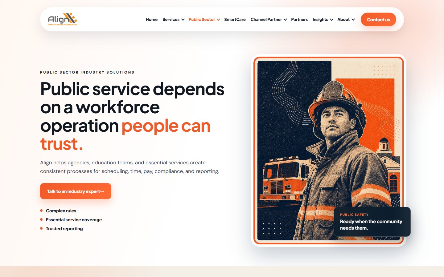 Preview of the Align HCM: Public Sector website