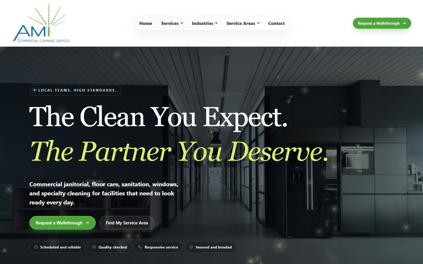 Preview of the AMI Commercial Cleaning website